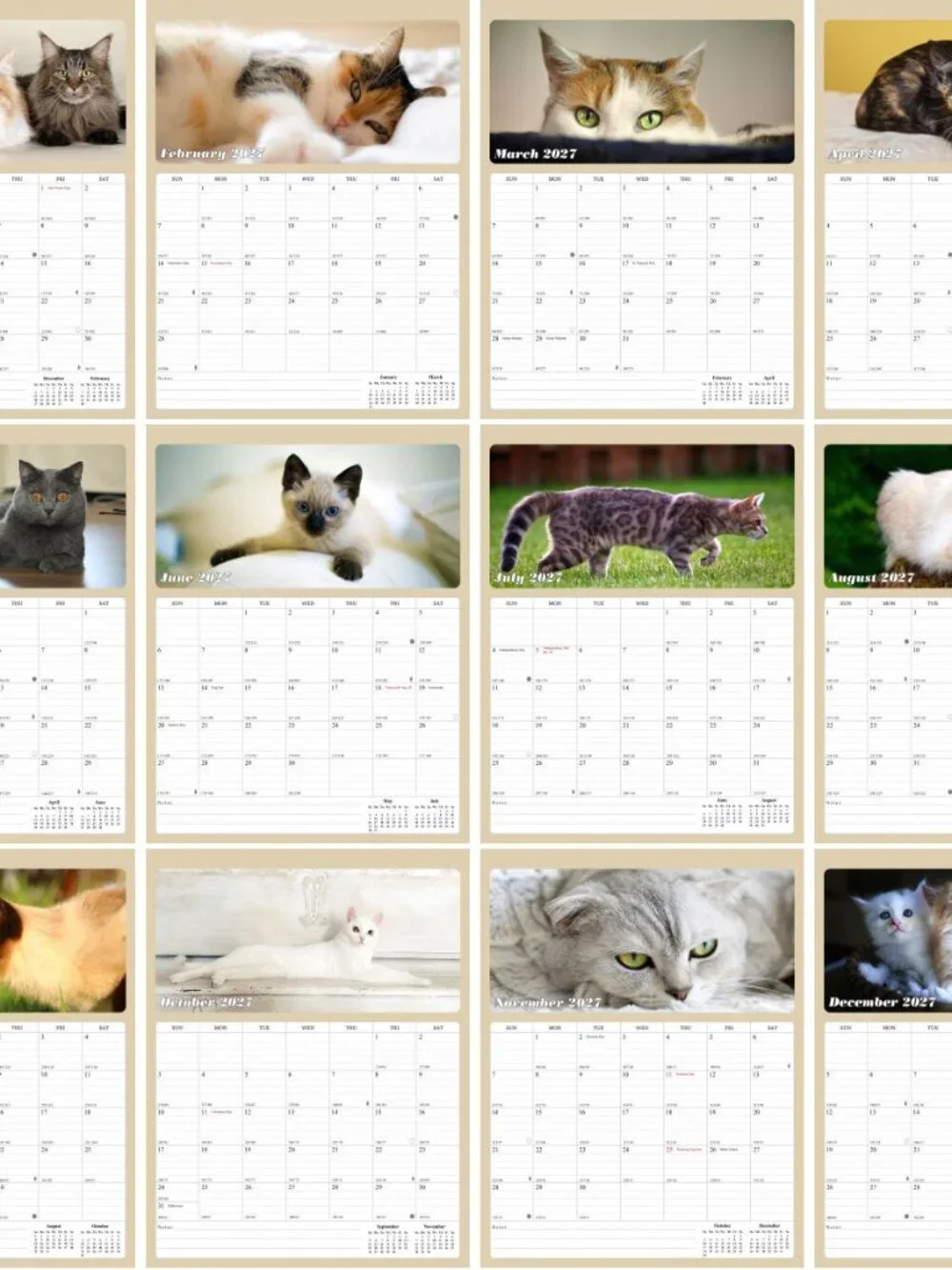 2027 Calendar Magnetic Peel & Stick 12 Months 8.5